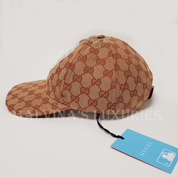 GUCCI BASEBALL CAP SF GIANTS GG SUPREME LOGO CANVAS EMBROIDERED HAT - Picture 7 of 14